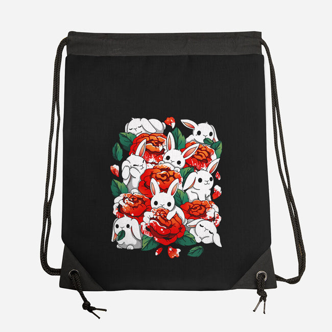 White Rabbit Rose-None-Drawstring-Bag-Vallina84