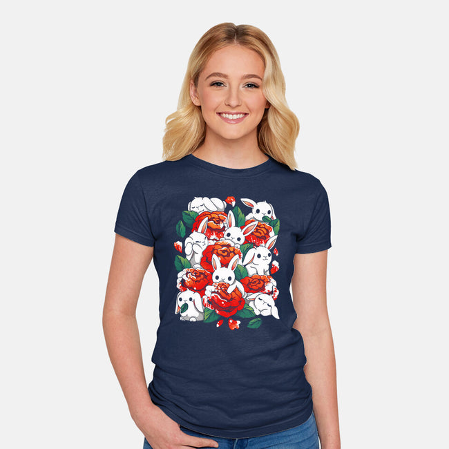 White Rabbit Rose-Womens-Fitted-Tee-Vallina84