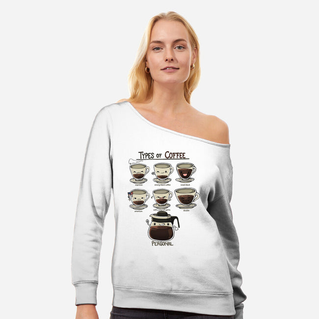 Type Of Coffee-Womens-Off Shoulder-Sweatshirt-Vallina84