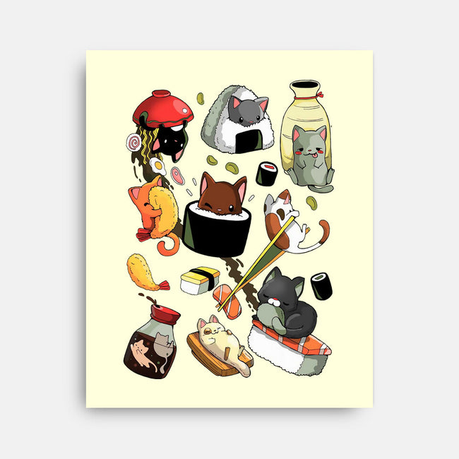 Sushi Kittens-None-Stretched-Canvas-Vallina84