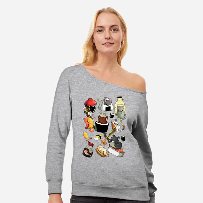 Sushi Kittens-Womens-Off Shoulder-Sweatshirt-Vallina84