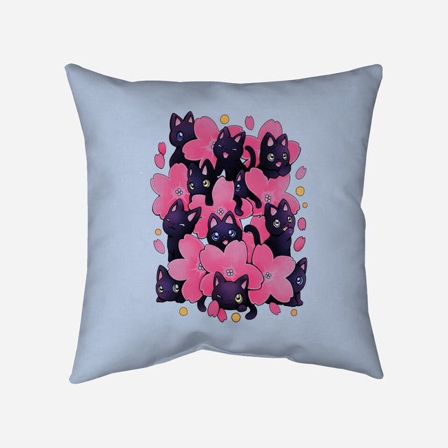 Sakura Cats-None-Removable Cover-Throw Pillow-Vallina84