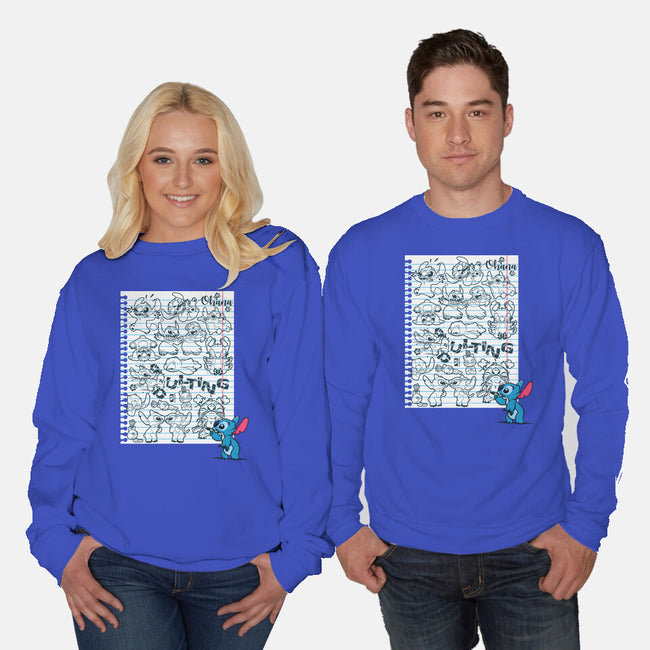 Doodle Alien-Unisex-Crew Neck-Sweatshirt-Xentee