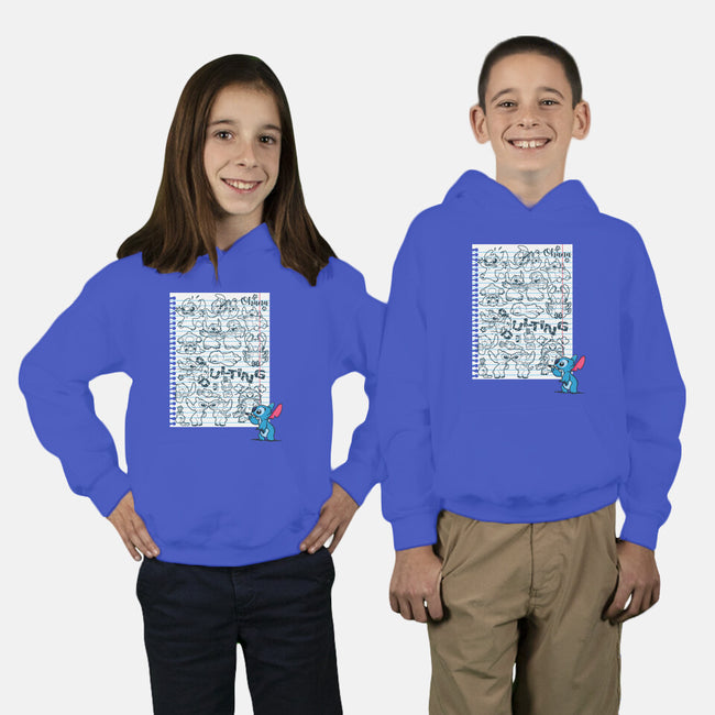 Doodle Alien-Youth-Pullover-Sweatshirt-Xentee