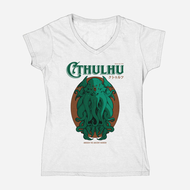 Cthulhu Magazine-Womens-V-Neck-Tee-Hafaell