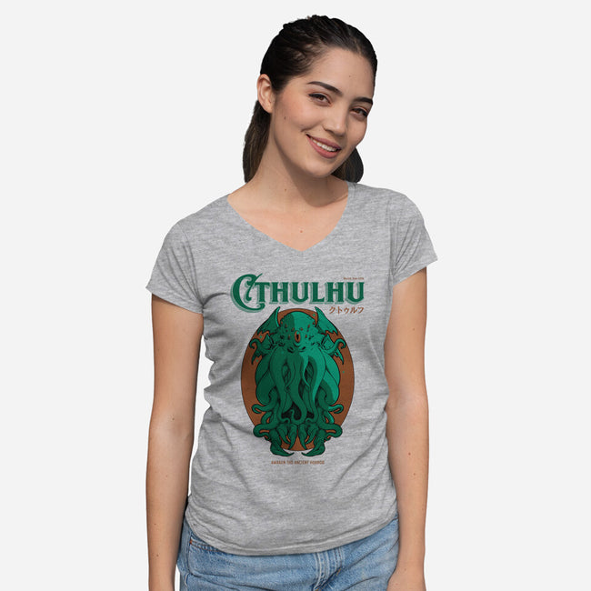 Cthulhu Magazine-Womens-V-Neck-Tee-Hafaell