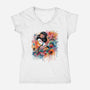 Geiko Watercolor-Womens-V-Neck-Tee-DrMonekers