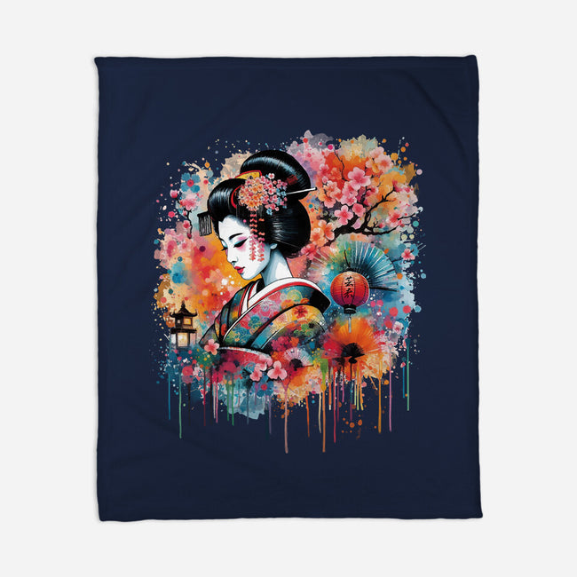 Geiko Watercolor-None-Fleece-Blanket-DrMonekers