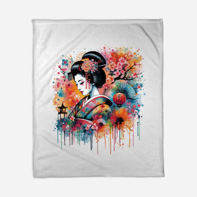 Geiko Watercolor-None-Fleece-Blanket-DrMonekers