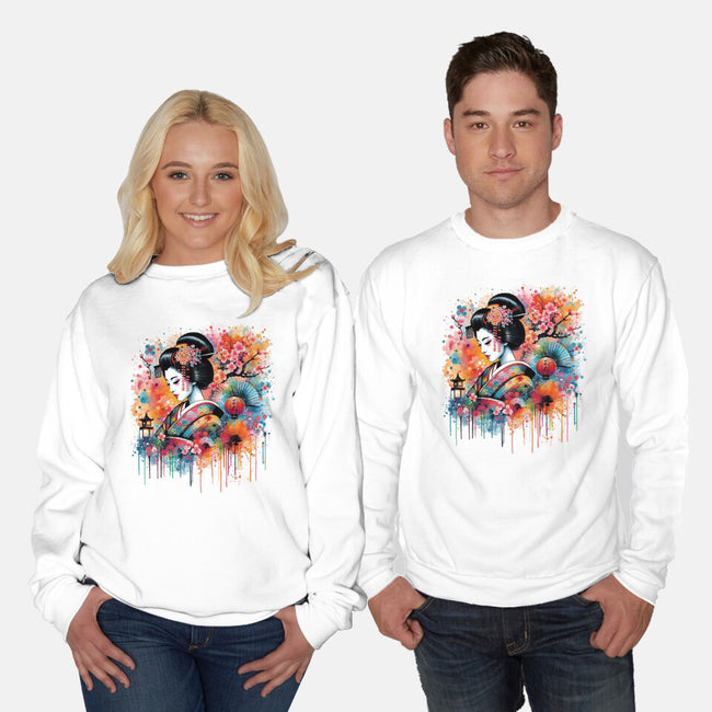 Geiko Watercolor-Unisex-Crew Neck-Sweatshirt-DrMonekers