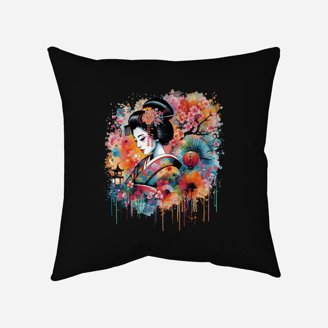 Geiko Watercolor-None-Non-Removable Cover w Insert-Throw Pillow-DrMonekers