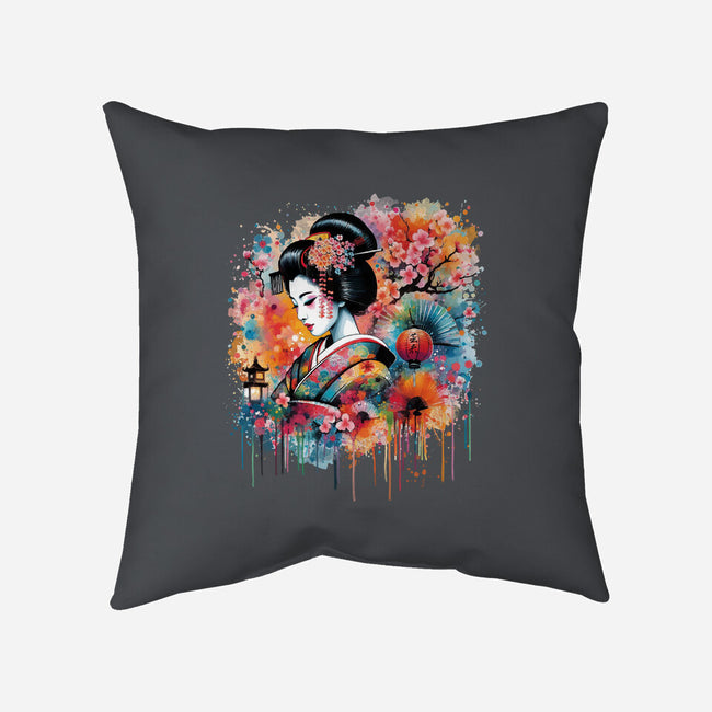 Geiko Watercolor-None-Non-Removable Cover w Insert-Throw Pillow-DrMonekers