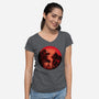 Koopa Vs Kong-Womens-V-Neck-Tee-rmatix