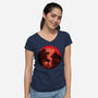 Koopa Vs Kong-Womens-V-Neck-Tee-rmatix