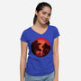 Koopa Vs Kong-Womens-V-Neck-Tee-rmatix