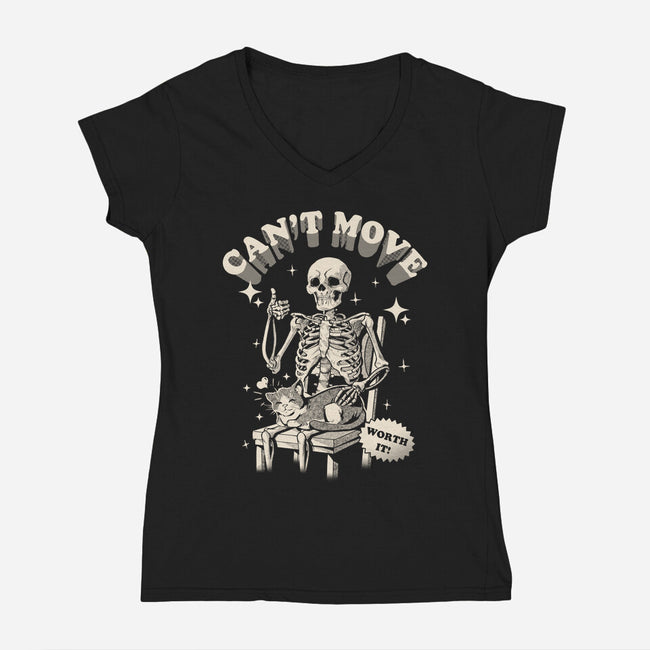 Can't Move-Womens-V-Neck-Tee-Gazo1a