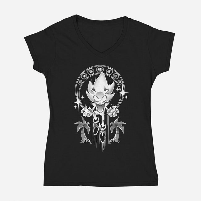 Seven Chaos-Womens-V-Neck-Tee-Gazo1a