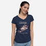 No Thoughts Raccoon-Womens-V-Neck-Tee-TechraNova