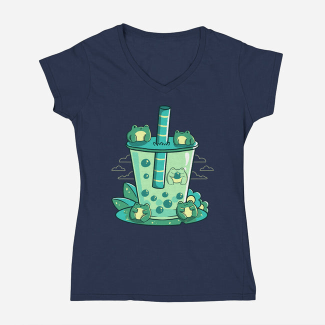 Bubble Toad-Womens-V-Neck-Tee-tobefonseca