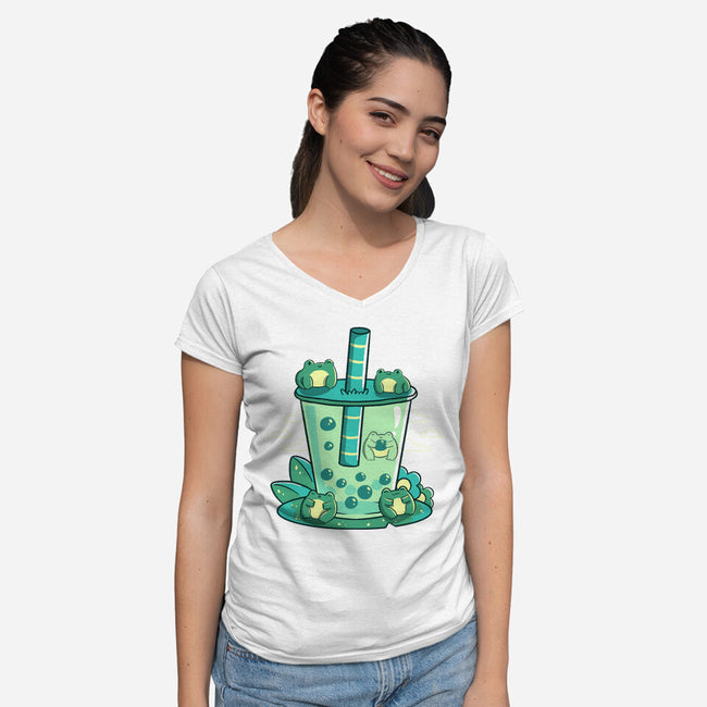 Bubble Toad-Womens-V-Neck-Tee-tobefonseca