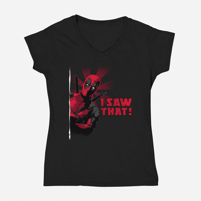 Hey I Saw That-Womens-V-Neck-Tee-rocketman_art