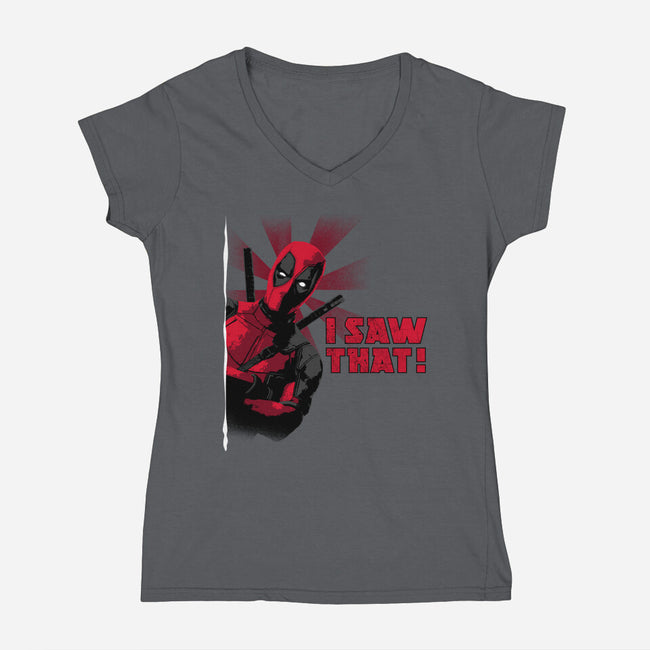 Hey I Saw That-Womens-V-Neck-Tee-rocketman_art