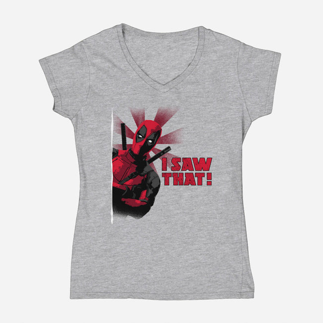 Hey I Saw That-Womens-V-Neck-Tee-rocketman_art