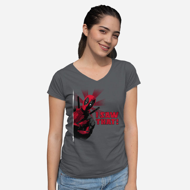 Hey I Saw That-Womens-V-Neck-Tee-rocketman_art