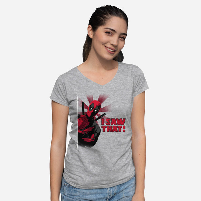 Hey I Saw That-Womens-V-Neck-Tee-rocketman_art