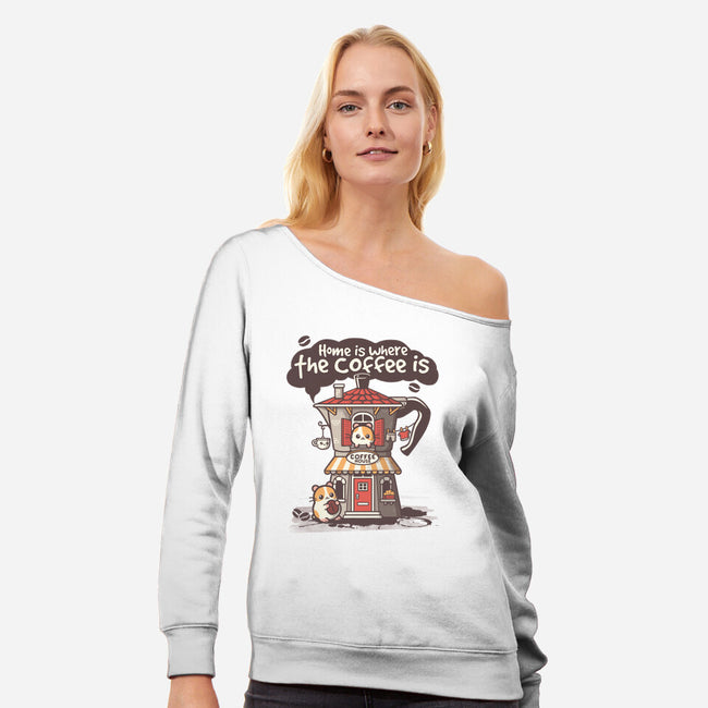 Home Is Where The Coffee Is-Womens-Off Shoulder-Sweatshirt-NemiMakeit