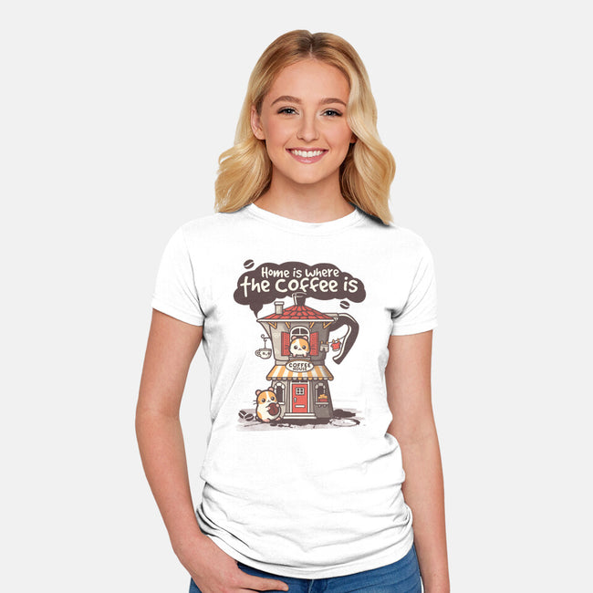 Home Is Where The Coffee Is-Womens-Fitted-Tee-NemiMakeit