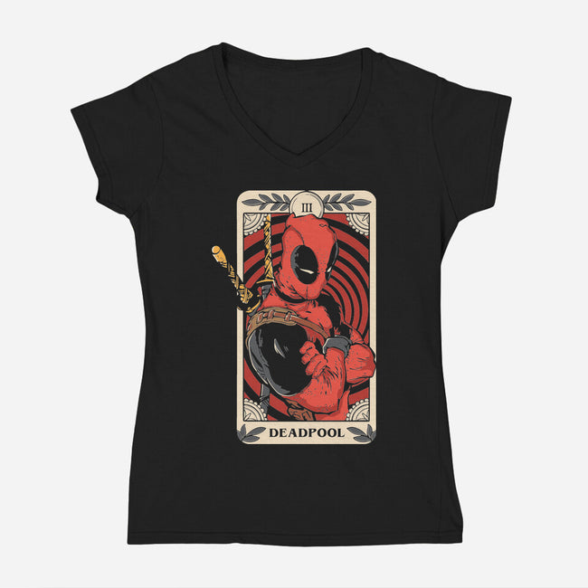 Deadpool Tarot-Womens-V-Neck-Tee-turborat14