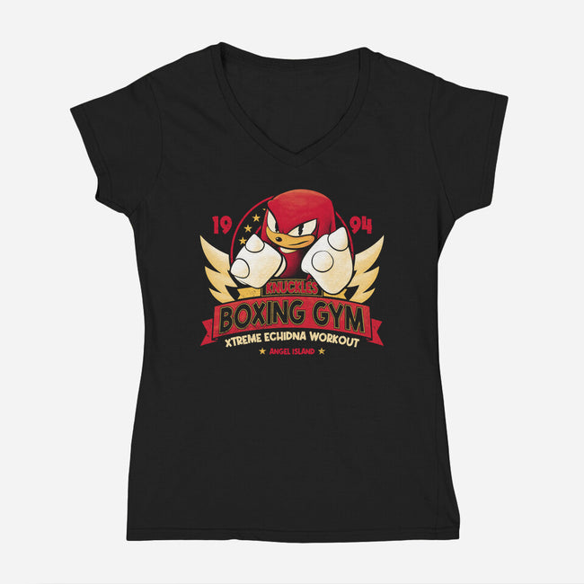 Knuckles Boxing Gym-Womens-V-Neck-Tee-teesgeex