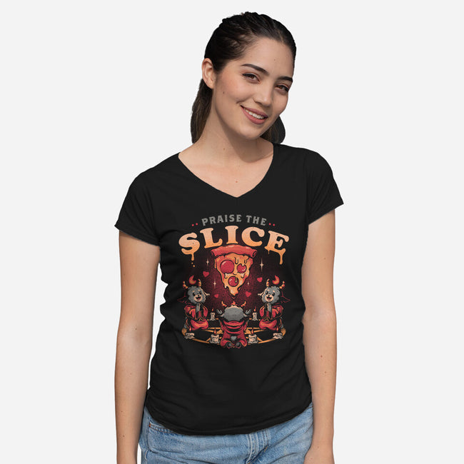 Praise The Slice-Womens-V-Neck-Tee-eduely