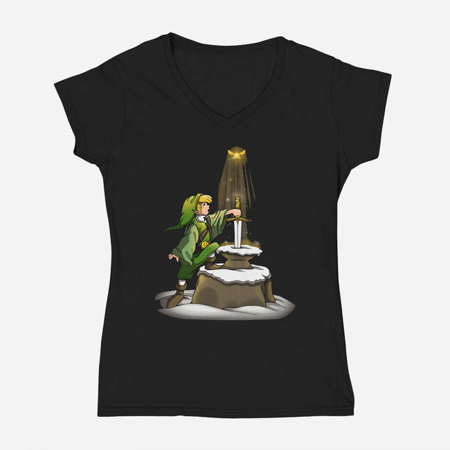 Sword Hero-Womens-V-Neck-Tee-Vallina84