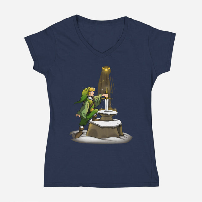 Sword Hero-Womens-V-Neck-Tee-Vallina84