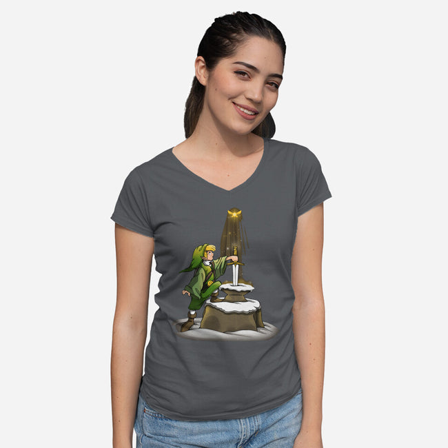 Sword Hero-Womens-V-Neck-Tee-Vallina84