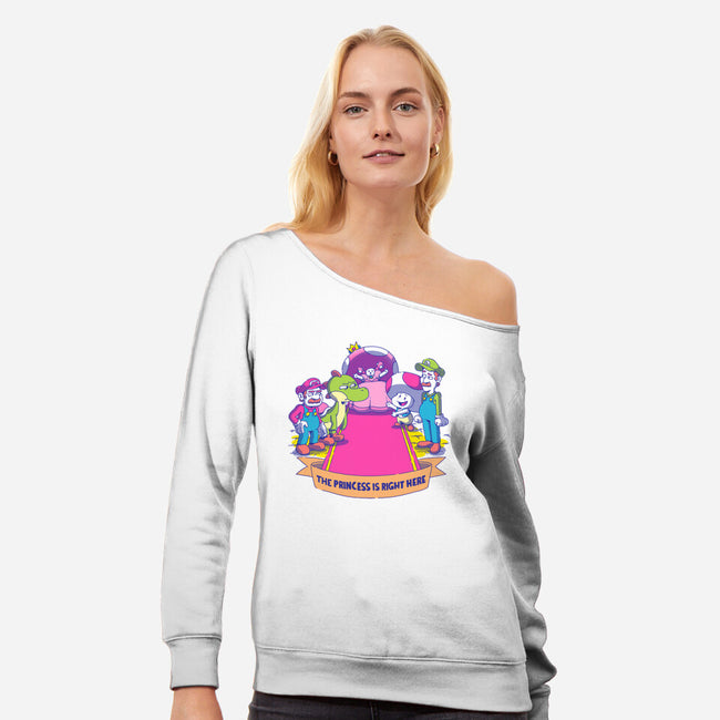 The Princess Is Right Here-Womens-Off Shoulder-Sweatshirt-Stevie