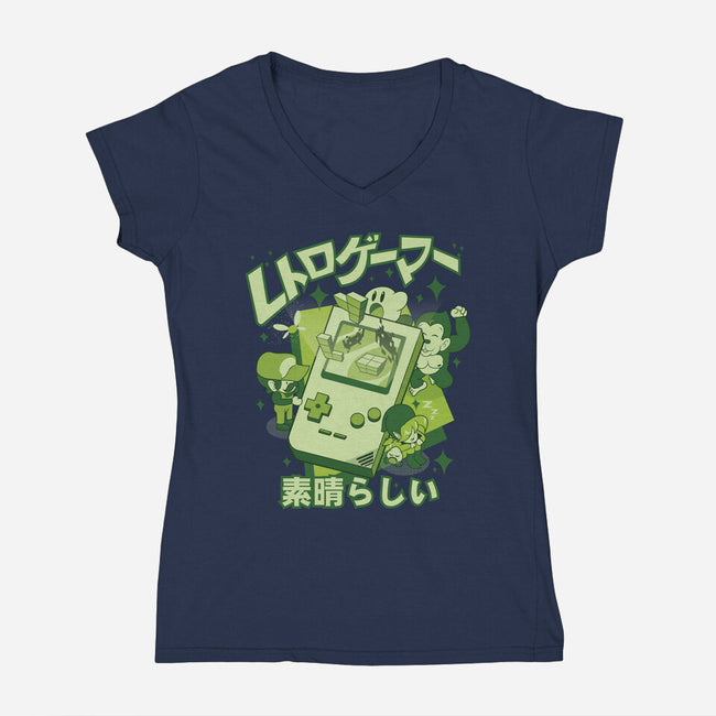 Retro Gamers Are Awesome-Womens-V-Neck-Tee-Kladenko