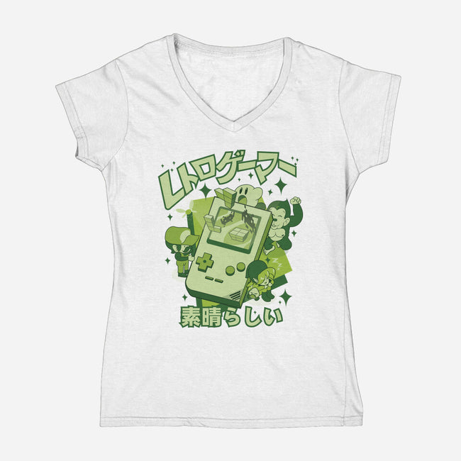 Retro Gamers Are Awesome-Womens-V-Neck-Tee-Kladenko