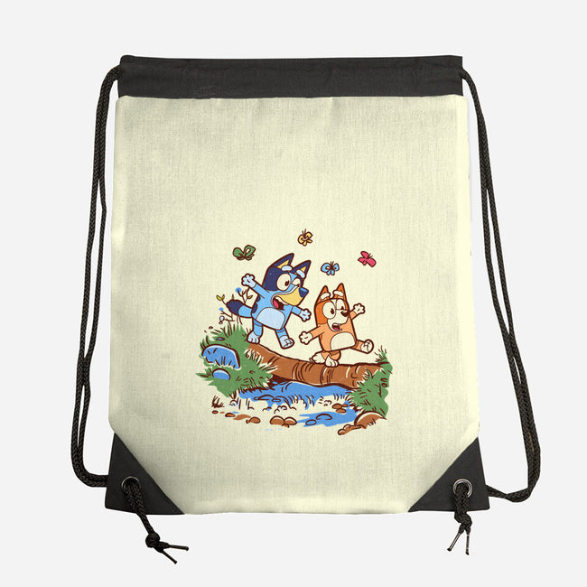 Walking Down The Stream-None-Drawstring-Bag-Xentee