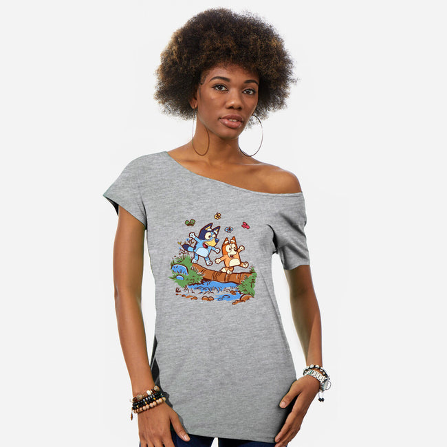 Walking Down The Stream-Womens-Off Shoulder-Tee-Xentee