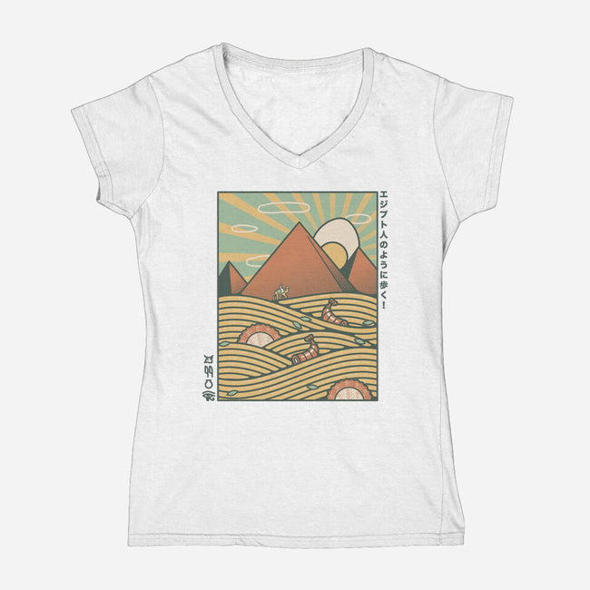 Egypt Mummy Ramen Pyramids-Womens-V-Neck-Tee-tobefonseca