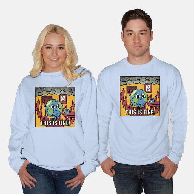 Earth It's Fine Room On Fire-Unisex-Crew Neck-Sweatshirt-tobefonseca