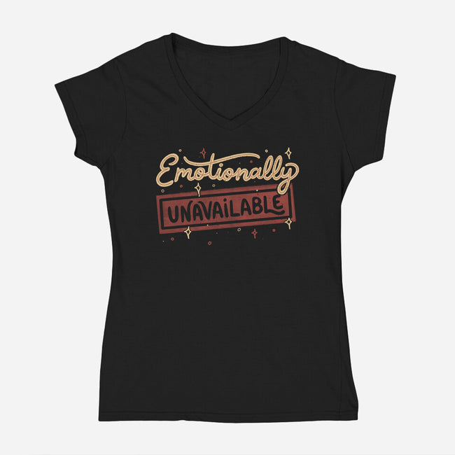 Emotionally Unavailable-Womens-V-Neck-Tee-tobefonseca