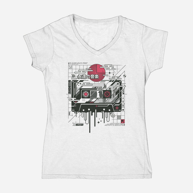 Retro Cassette-Womens-V-Neck-Tee-StudioM6