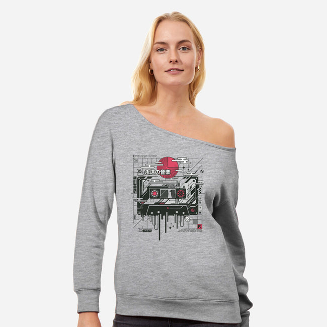 Retro Cassette-Womens-Off Shoulder-Sweatshirt-StudioM6