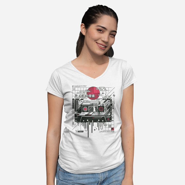 Retro Cassette-Womens-V-Neck-Tee-StudioM6