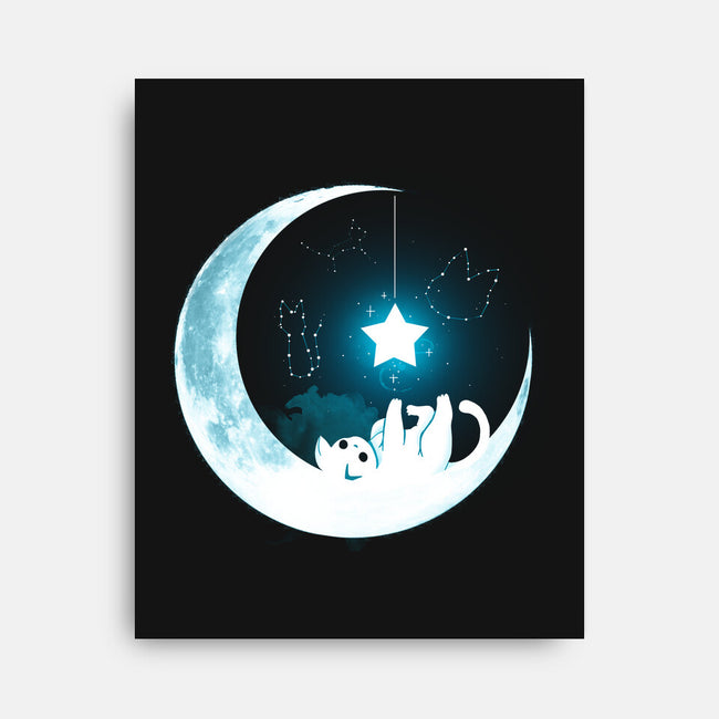 Kitten Moon Night-None-Stretched-Canvas-Vallina84