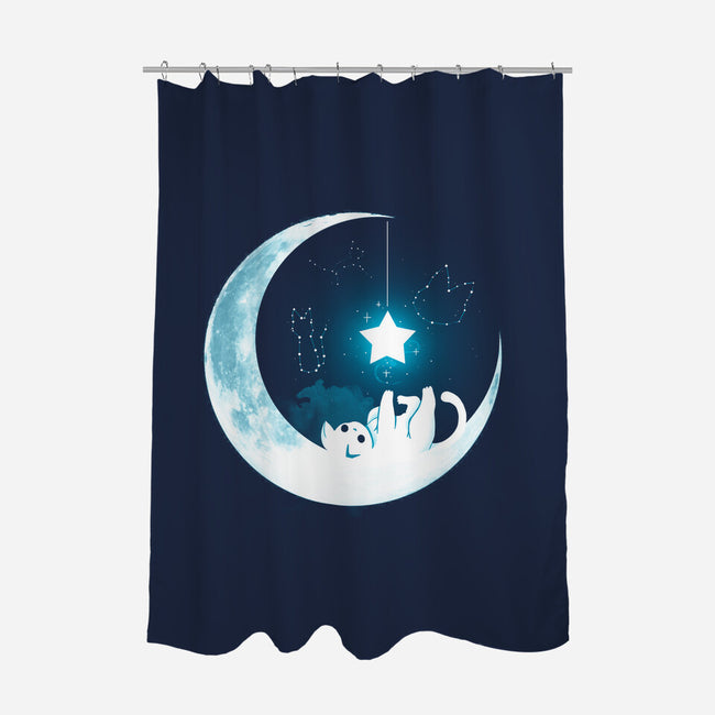 Kitten Moon Night-None-Polyester-Shower Curtain-Vallina84